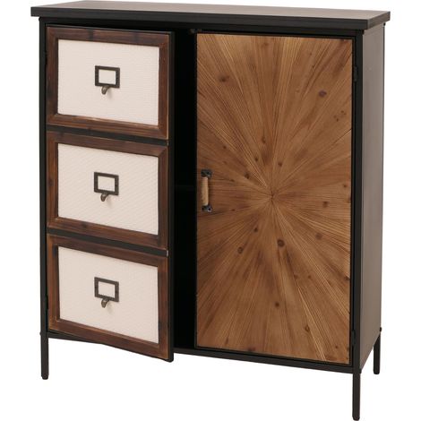 [JAMAIS UTILISÉ] Commode de pharmacien HHG-301, armoire haute avec compartiments de rangement, look vintage shabby 94x80x35cm, naturel clair