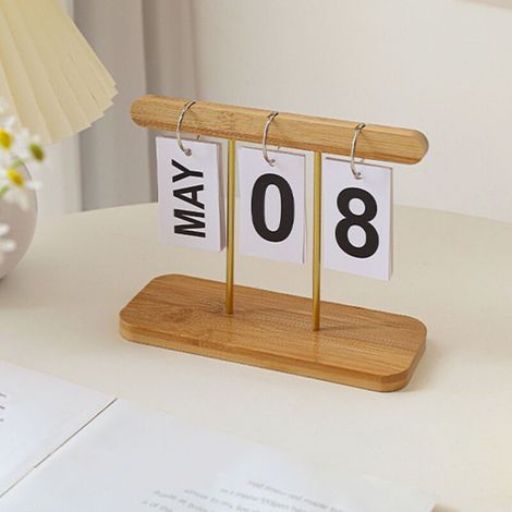 Moderner, ewiger Tischkalender zum Umblättern - Holz - Größe 20x8x16cm (1 Stück) (1/5)