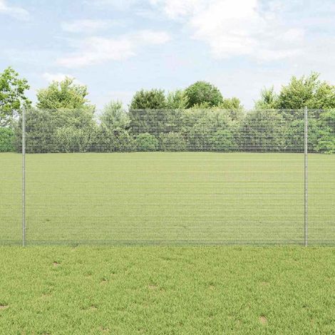 Zaun mit Pfosten Silber 1,2 x 25 m Stahl