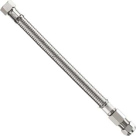 Attacco flessibile DN10 treccia acciaio inox AISI 304 - femmina con calotta conica 3 pezzi - Misura 3/8" x 10 L.20 cm 0093FF33020 (1/2)