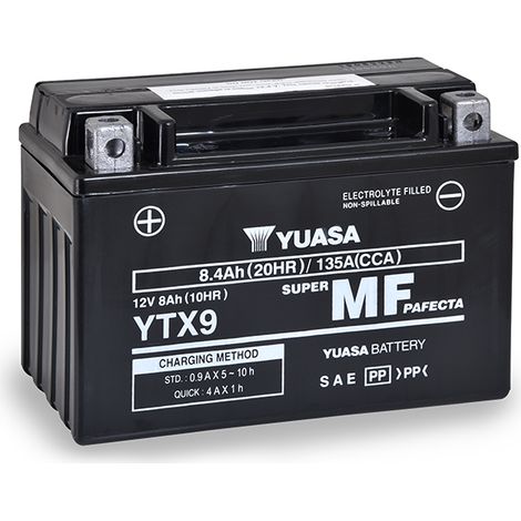 Yuasa – Batterie moto 12V 9Ah plomb-calcium – 100% étanche – Haute puissance de démarrage – Compatible avec plusieurs modèles - YTX9-BS (1/3)