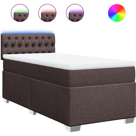 Maison Exclusive - Cama box spring con colchón tela marrón oscuro (1/5)