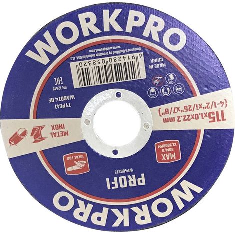 WorkPro WP406373 Disco isolante 115 mm 10 pz. INOX, Metallo