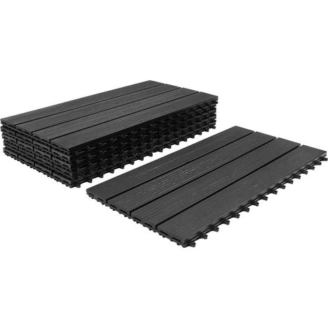 Vingo – Carreau de terrasse WPC 30x30 cm – Dalles antidérapantes et hydrofuges – Système d'emboîtement facile – Résistance aux intempéries et UV (1/10)