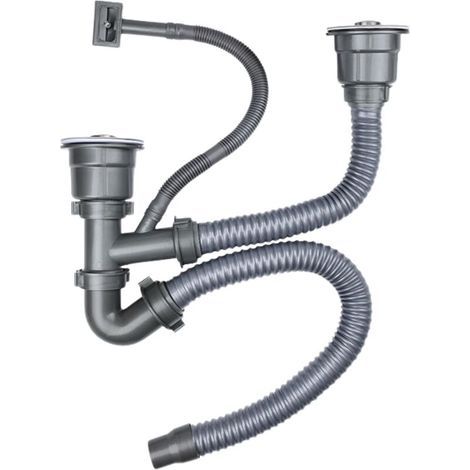 Kit vidange évier universel double tuyau de vidange rapide, compatible multi modèles, facile à installer (1/4)