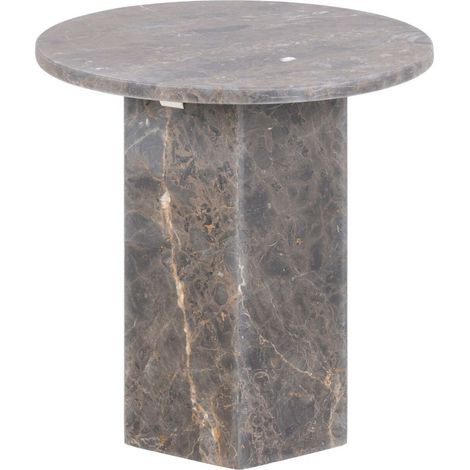 Mesa auxiliar Norsica 817, Marrón, 50x0x0cm, Diámetro: 50, Mármol, Redonda