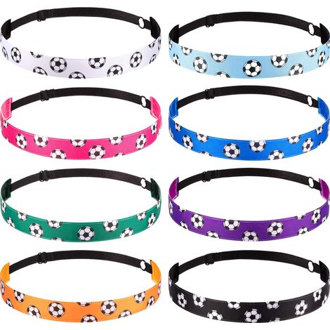 Lot de 8 accessoires pour cheveux de football : bandeau élastique de sport pour fille (1/5)