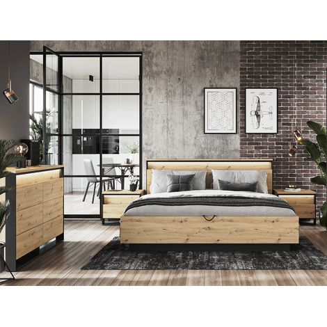 BOBOCHIC - Ensemble KYRIA avec Lit coffre + Commode + 2 chevets  180x200 (1/5)