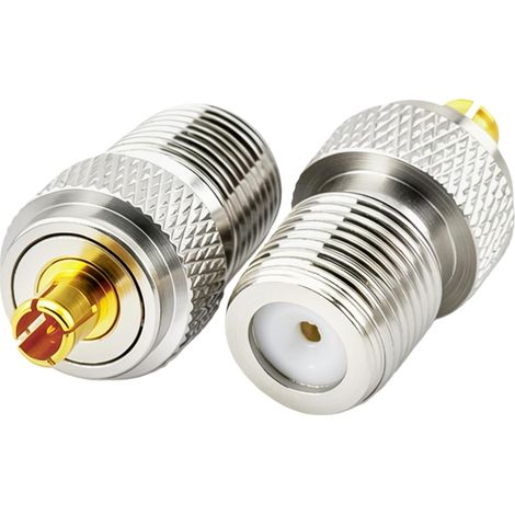 Lot de 2 adaptateurs coaxiaux MCX mâle vers F femelle - Plaqué or - Type RF F vers MCX coaxial pour antenne DAB sans fil WiFi routeur Wlan Lan GPS (1/5)