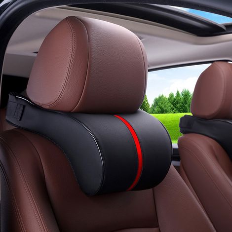 Poggiatesta regolabili per auto con imbottitura in memory foam per supporto del collo e comfort di guida (neri e rossi)