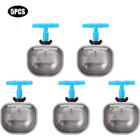 Lot de 5 abreuvoirs automatiques pour lapins en acier inoxydable, bol à tétine, distributeur d'eau, accessoires agricoles, grand bol avec raccord en T (1/5)