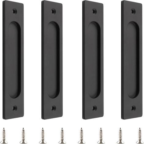 MOROBOR 18 cm selbstklebender rechteckiger Schiebetürgriff, 4 Stück, flacher Griff aus bronzefarbenem Aluminium ohne Prägung für Scheunentüren und Schiebefensterschränke (1/5)