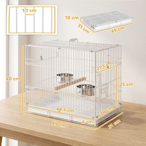 Tragbarer faltbarer Vogelkäfig für Reisen, mit Sitzstange aus Holz und Edelstahlschalen, geeignet für kleine Vögel (1/5)