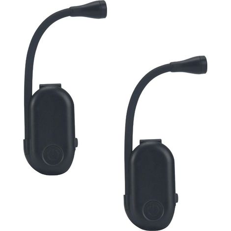 Lampe De Lecture - Avec Pince - Réglable En Intensité - 3 Températures De Lumière - Rechargeable USB C - Noir - 2 Pièces (1/5)