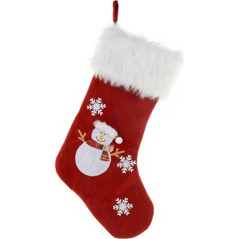 Weihnachtsstrumpf mit Lichterkette und Aufhängeschlaufen, Weihnachtsstrumpf-Dekoration für die Feiertage, Schneemann-Typ (1/2)