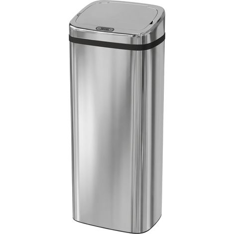 Poubelle intelligente 50 L avec capteur infrarouge pour ouverture automatique, acier inoxydable, 33 x 25 x 84 cm, argent (1/5)