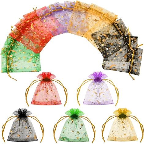 50 petits sachets en organza (7 x 9 cm) de couleurs assorties, sachets cadeaux à cordon, sachets à bijoux, sachets à dragées pour mariages et fêtes, sachets à bonbons en forme de coquillage, sachets e (1/5)