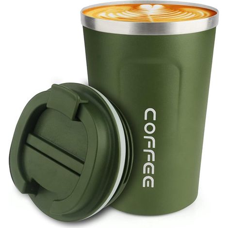 Gobelet de voiture - Tasse - Mug de voyage - Tasses à café - Gobelet - Vert - 380 ml (1/5)