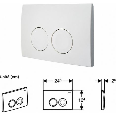 Plaque de Commande WC Manuel Double Touche adapté au panneau encastré JBL Delta 21, blanc, 1 × 1 × 1 cm, 500 g – Livraison gratuite