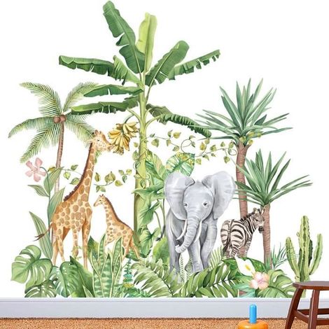 Muraux Animaux Forêt Arbre Autocollant Mural,Sticker Mural Animal pour Chambre d\'enfant,Renard Cerf Décoration Bébé Pépinière Enfant (1/4)