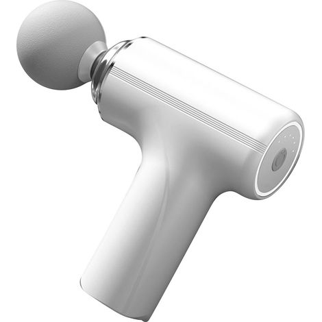 Pistolet de massage des fascias, 4 têtes réglables, intensité et vitesse ajustables, réduit la fatigue, masseur musculaire en profondeur, blanc (1/5)