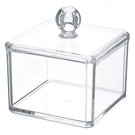 Acrylique Boite à Coton Demaquillant Distributeur de Coton Boîte de Rangement pour Cosmétiques Support étagère Simple, (1/5)