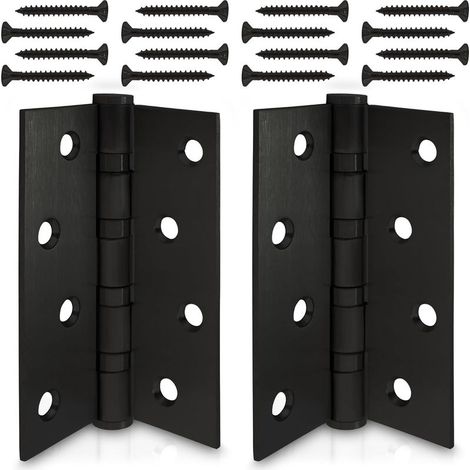 Lot de 2 Charnière de Porte Noir, Penture paumelle renforcée par 4 billes en acier, Charnière en inox (1/5)