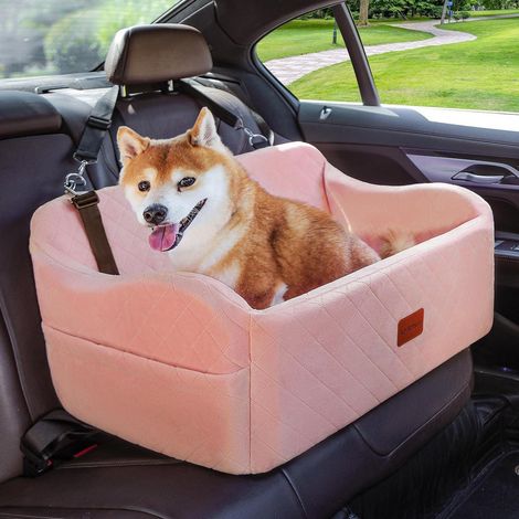 Hunde-Autositz für große Hunde, weich, mit Memory-Schaum, 2 Sicherheitsleinen, Pink, Large (1/5)