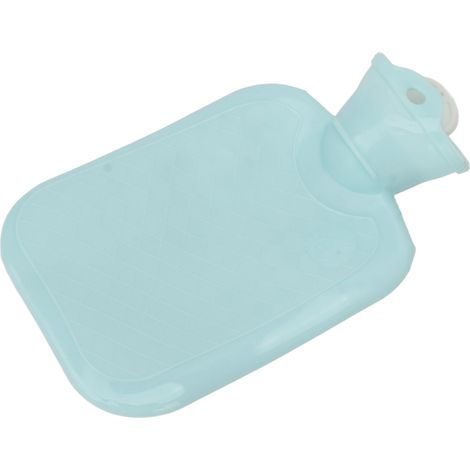 Bouillotte 500 ml en PVC souple épais, résistante à la pression et anti-explosion, portable, pour la main, le dos ou le cou, bleue. (1/5)