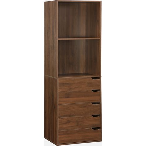 Módulo de vestidor decorativo de madera con 5 cajones y 2 estantes