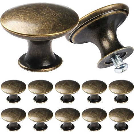 10 Pièces Boutons de Porte Vintage Boutons de Tiroir 30mm Rond Poignées Boutons de Meuble (1/5)