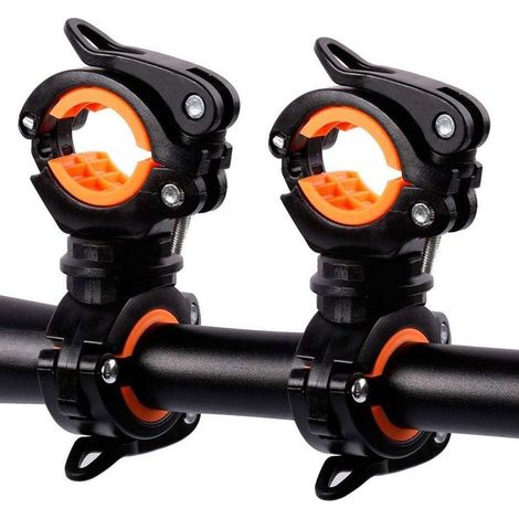 Lot de 2 pinces pour lampe torche de vélo clip porte-torche porte-phare support de montage porte-lampe accessoires d'équitation pivotant (1/5)