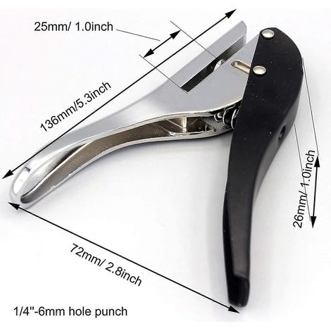 Perforatrice manuelle robuste en métal argenté, pour trous ronds de 6 mm. (1/5)