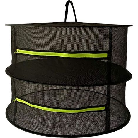 Filet de séchage Avec fermeture éclair 2 couches Pliable 61 cm x 61 cm x 38 cm Noir Pour le séchage des légumes, de la viande, des herbes, du poisson, etc.