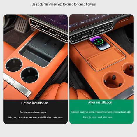 24 Li Auto L7/L8/L9 Magnetic Wireless Charging Pad with Flip-Top, Silicone Water Bottle Protector, Car Interior Accessory, Modification (1/5)