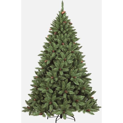 Dmora - Albero di Natale Stoccolma, Albero artificiale extra folto, Albero effetto reale in PVC con Pigne incluse, 362 rami, Altezza cm 120, con imballo rinforzato