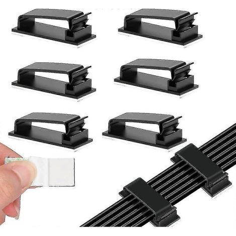 50 clips adhésifs durables pour la gestion des câbles et le maintien des cordons d'alimentation-black (1/5)