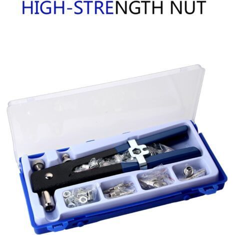 106PCS Pince à riveter,Pince à rivets aveugles, riveteuse manuelle,Kit professionnelle de pinces à riveter robuste,avec boîte à outils,Outil de rivetage professionnel pour l'automobile (1/5)