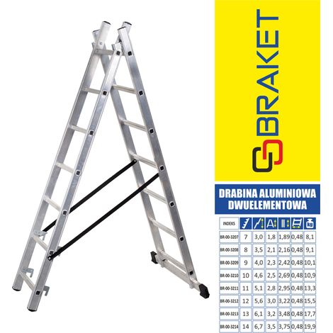 ESCALERA DE ALUMINIO DE 2 ELEMENTOS 400 CM 9+9 PELDAÑOS - BR-00-3209