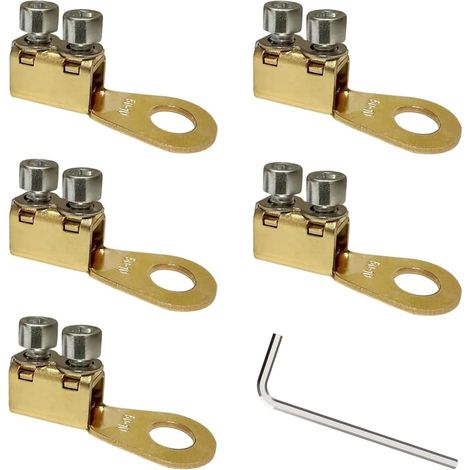 Lot de 5 connecteurs en cuivre Bolt-On - Câble de batterie 8-1 AWG - Passants de batterie - Connecteur de borne à anneau - Extrémité sans sertissage (1/5)