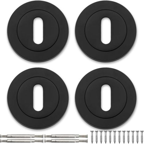 2 paires de cache-trous 52MM noir mat pour trou de serrure -Finition résistante à l'usure et à la rouille - Couleur noire