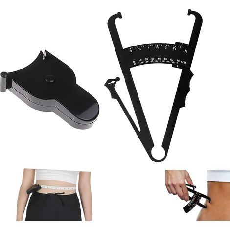 Adipometer-Clip – 3 Stück – Schwarzer Kunststoff – Körperfettmessung – Fitness und Sport – Mit Maßband (1/5)