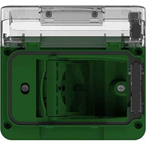 Large ip55 pour coffret 3 modules avec schuko bivalente couleur vert bivalente 4b.w.04.015