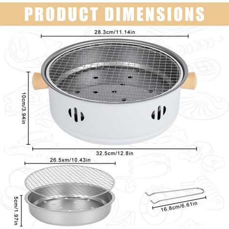 Barbecue au charbon de bois portable avec plaque de cuisson antiadhésive pour l'intérieur et l'extérieur, la cuisine, la maison (1/5)