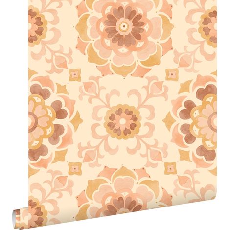 papier peint carreaux de ciment beige et rose clair - ESTAhome (1/5)