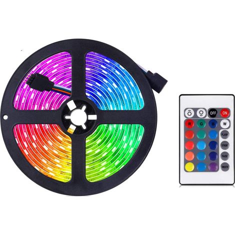 Ruban LED à changement de couleur - Avec télécommande - Idéal pour la maison, la cuisine, les fêtes (2 m) (1/4)