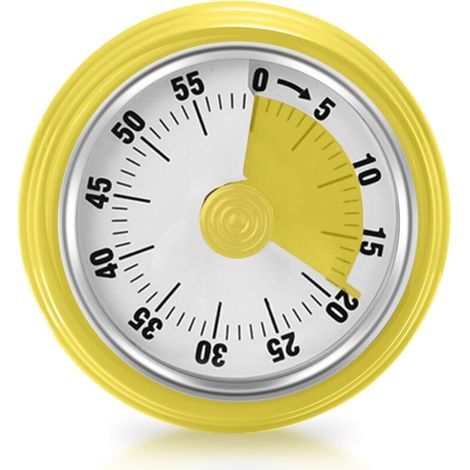Minuteur Visuel, Minuteur pour Cuisine avec Base Magnétique Compte à Rebours de 60 Minutes Horloge Mécanique sans Piles Outil, Jaune (1/5)