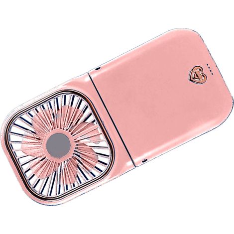 Faltbarer Halsventilator mit drei Stufen verstellbar, USB-aufladbar, handlicher Mini-Halsventilator zum Aufhängen, ideal für Wanderungen und Picknicks, Pink (1/5)