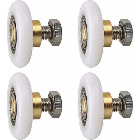 Rouleau de porte de douche, Rouleau Roulette Roue pour Porte de Douche Roulettes Coulissantes Porte Roue de Remplacement pour Rouleau 4 pièces (20MM) (1/4)