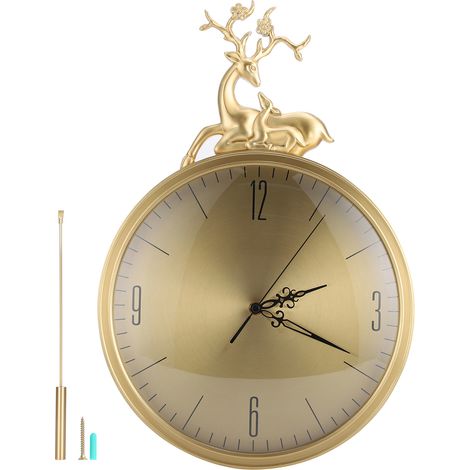 Horloge murale en laiton tête de cerf style simple décoration pour salon bureau maison (1/5)